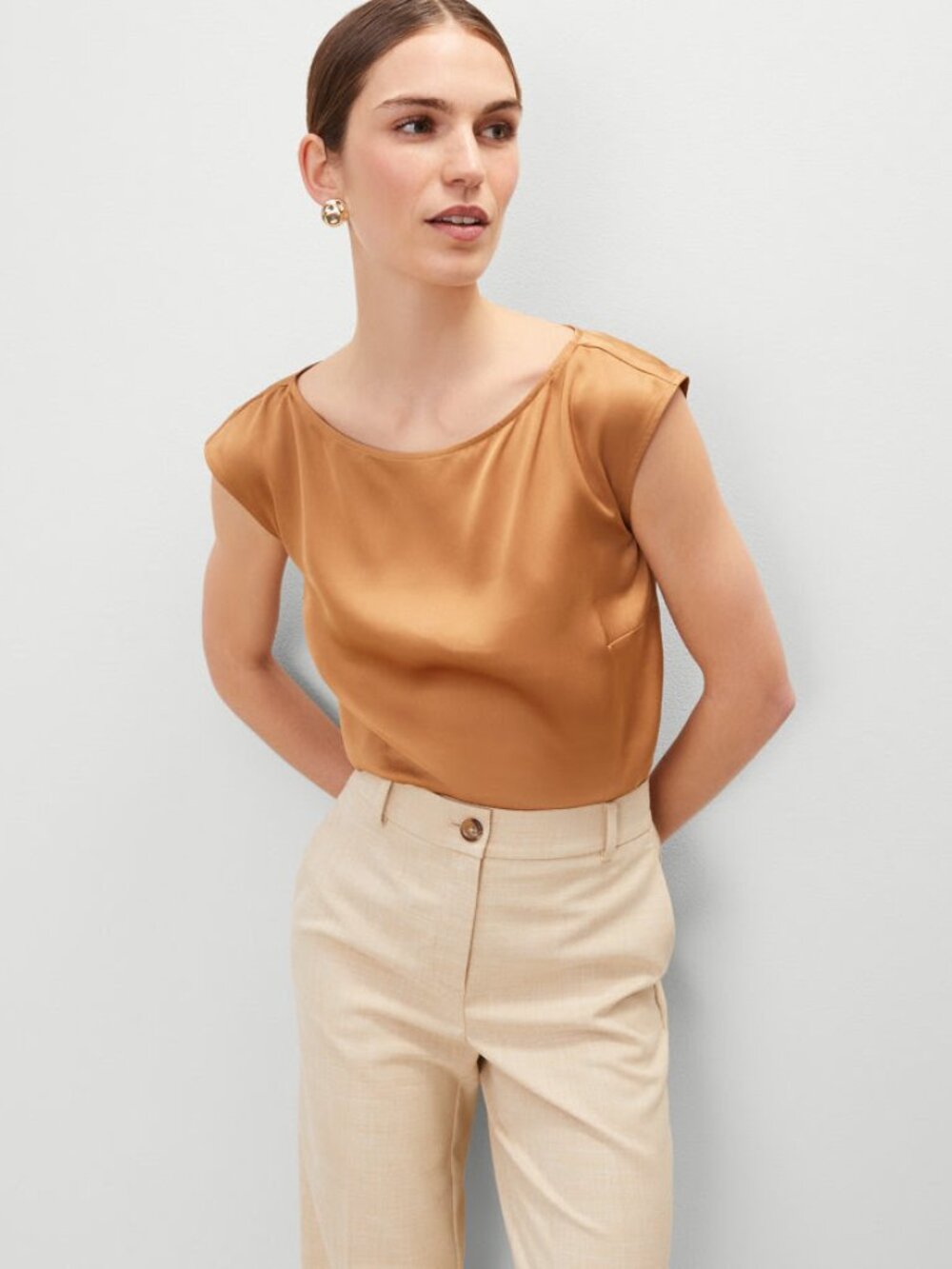 Ann Taylor Boatneck Cap-Sleeve Shell Top